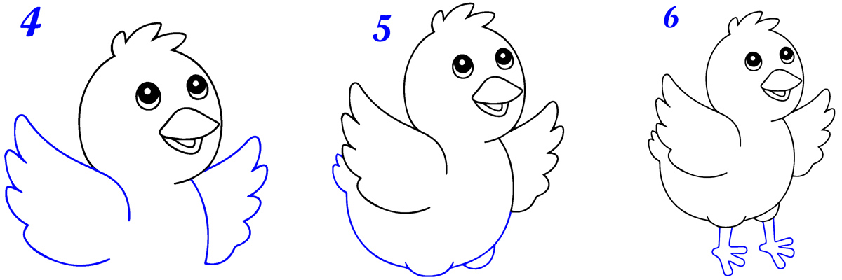 Comment dessiner un poussin facile