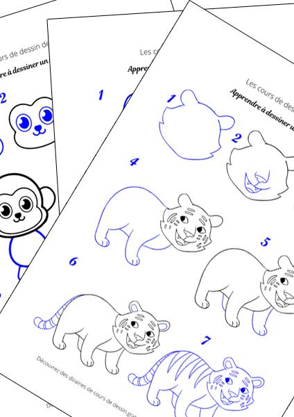 Coloriage des Animaux de la Jungle (3 pages !)