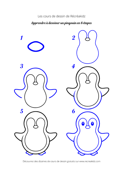 Comment Dessiner Un Pingouin Pour Les Enfants. Tutoriel De Dessin Étape Par  Étape. Un Guide Simple Pour Apprendre À Dessiner Clip Art Libres De Droits,  Svg, Vecteurs Et Illustration. Image 188249442