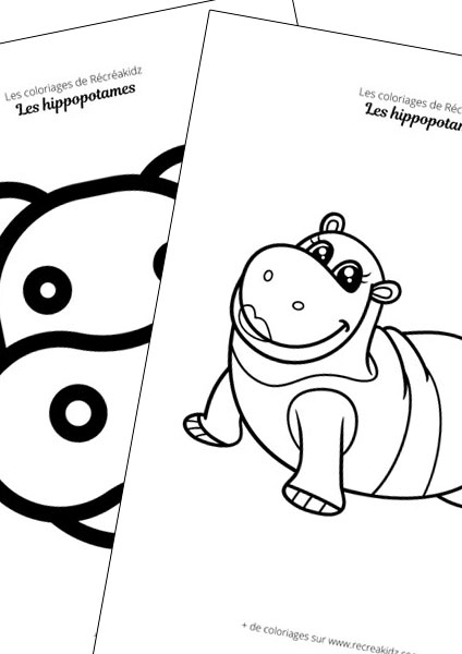 Hippopotame facile à dessiner maternelle