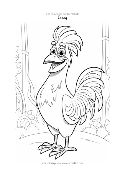 Coloriage coq cartoon