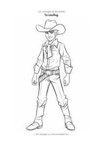 Coloriage cowboy facile