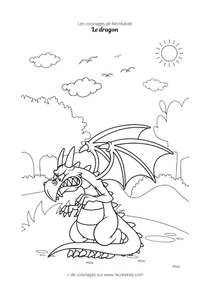 Coloriage dragon furieux