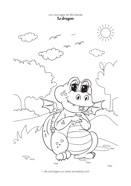 Coloriage dragon mignon