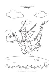 Coloriage dragon volant