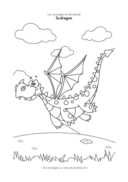 Coloriage dragon volant