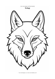 Coloriage tête de loup facile