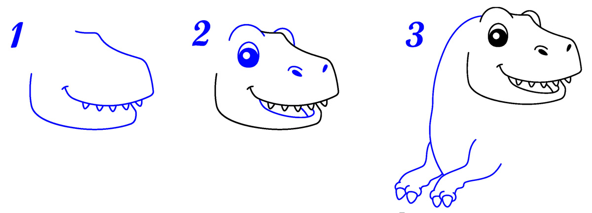 Tête de tyrannosaure dessin facile