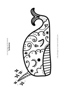 Coloriage baleine licorne