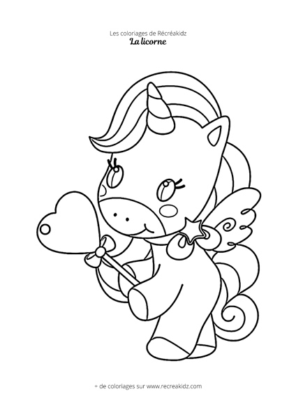 Coloriage bébé licorne