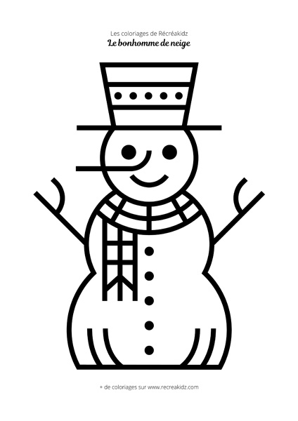 Coloriage bonhomme de neige noir et blanc