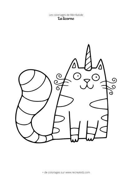 Coloriage chat licorne rigolo