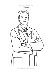 Coloriage docteur en noir et blanc