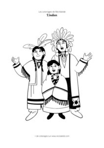 Coloriage famille d'indiens