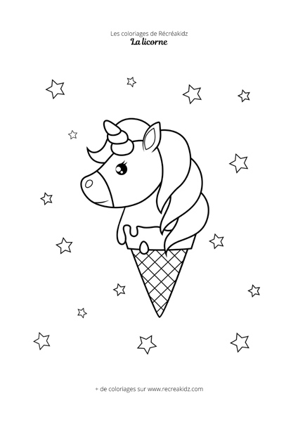 Coloriage glace licorne