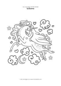 Coloriage licorne ailée