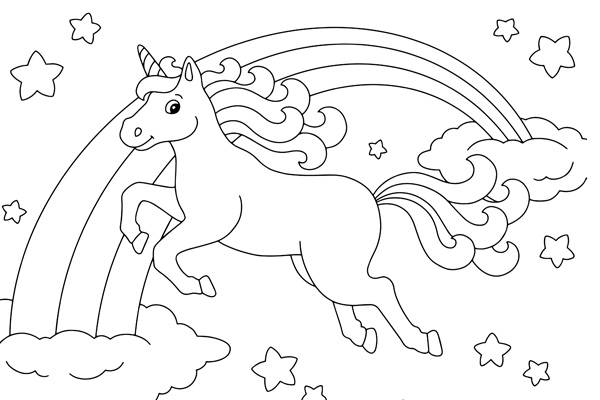 Coloriage licorne arc-en-ciel à imprimer