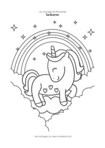 Coloriage licorne arc-en-ciel CP