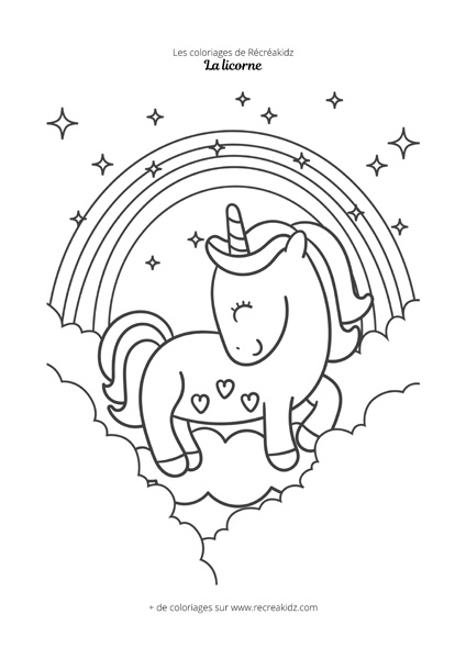 Coloriage licorne arc-en-ciel CP