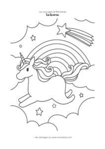 Coloriage licorne arc-en-ciel facile