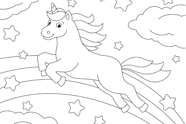 Coloriage licorne arc-en-ciel gratuit