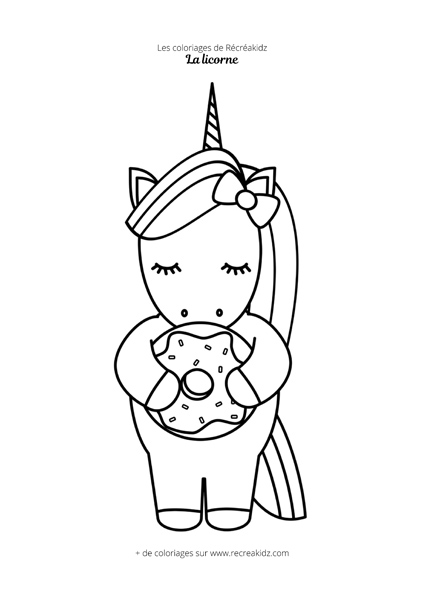 Coloriage licorne donut