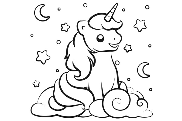 Coloriage licorne kawaii à imprimer