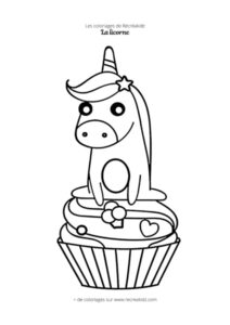 Coloriage licorne kawaii cupcake