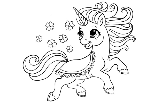 Coloriage licorne kawaii gratuit