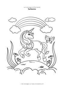 Coloriage licorne qui saute