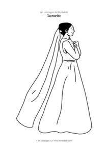 Coloriage mariée de profil