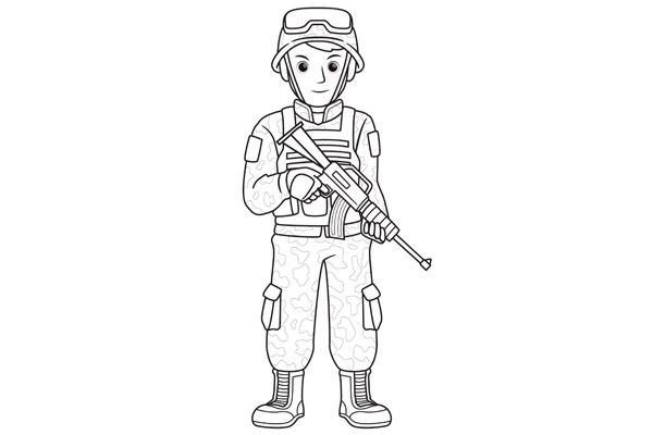 Coloriage militaire soldat gratuit