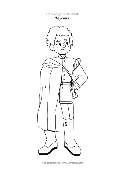 Coloriage prince en noir et blanc