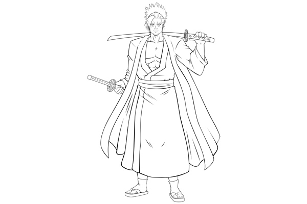 Coloriage samouraï à imprimer