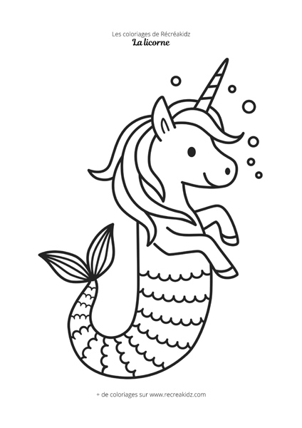 Coloriage sirène licorne