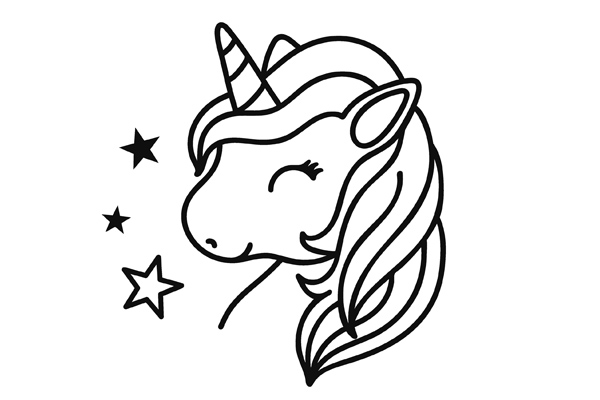 Coloriage tête de licorne à imprimer