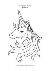 Coloriage tête de licorne assoupie