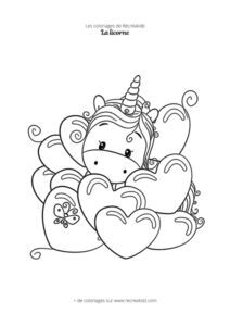 Coloriage tête de licorne avec ballons