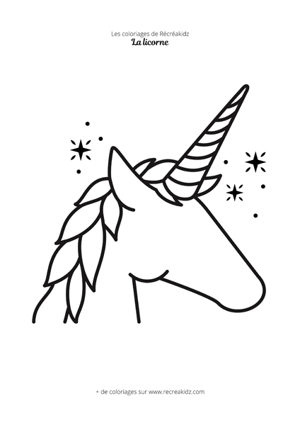 Coloriage tête de licorne CP