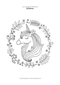 Coloriage tête de licorne endormie