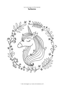 Coloriage tête de licorne endormie