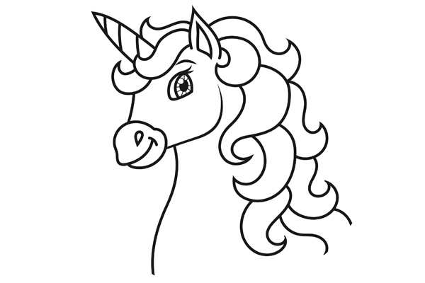 Coloriage tête de licorne gratuit