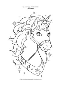 Coloriage tête de licorne pour enfant