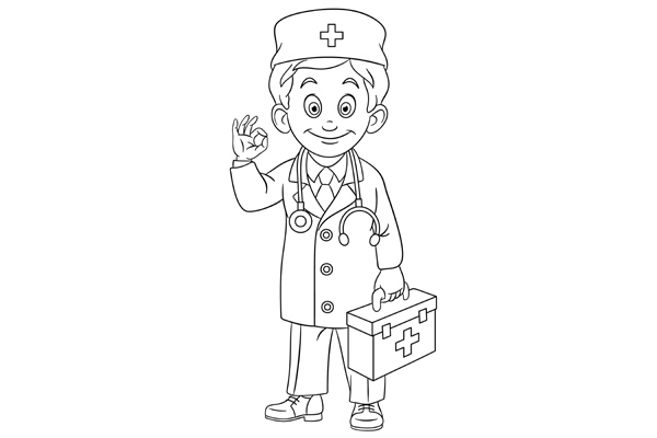 Dessin docteur médecin à colorier