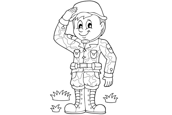 Dessin militaire soldat à colorier