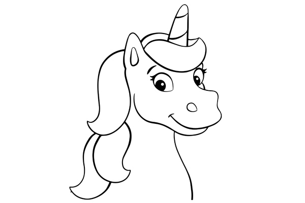 Dessin tête de licorne à colorier