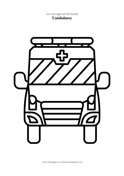 Coloriage ambulance vue de face