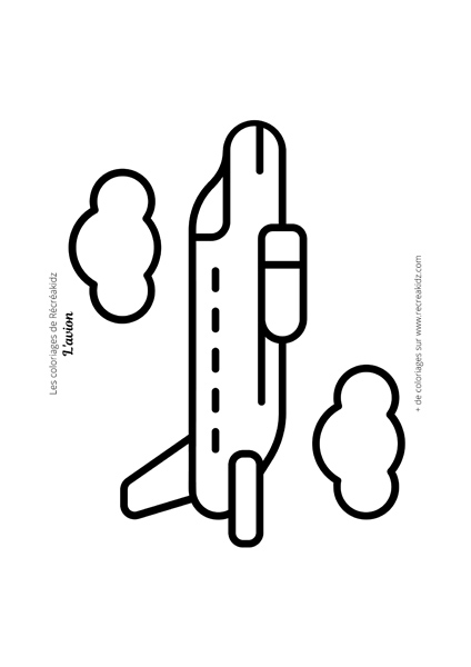 Coloriage avion dans les nuages