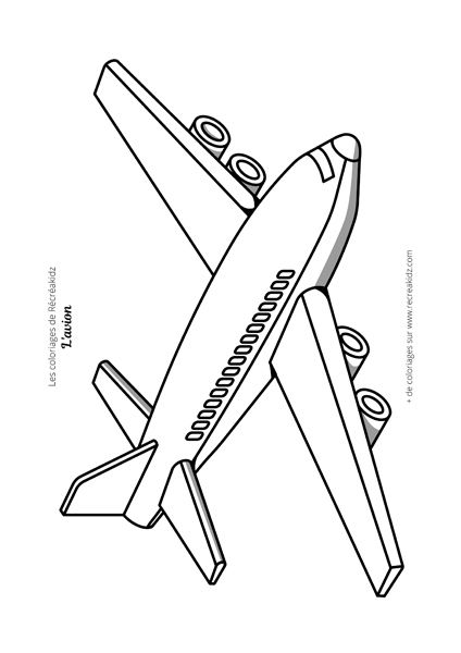 Coloriage avion noir et blanc