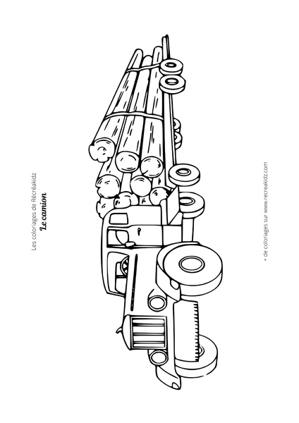 Coloriage camion de transport de troncs